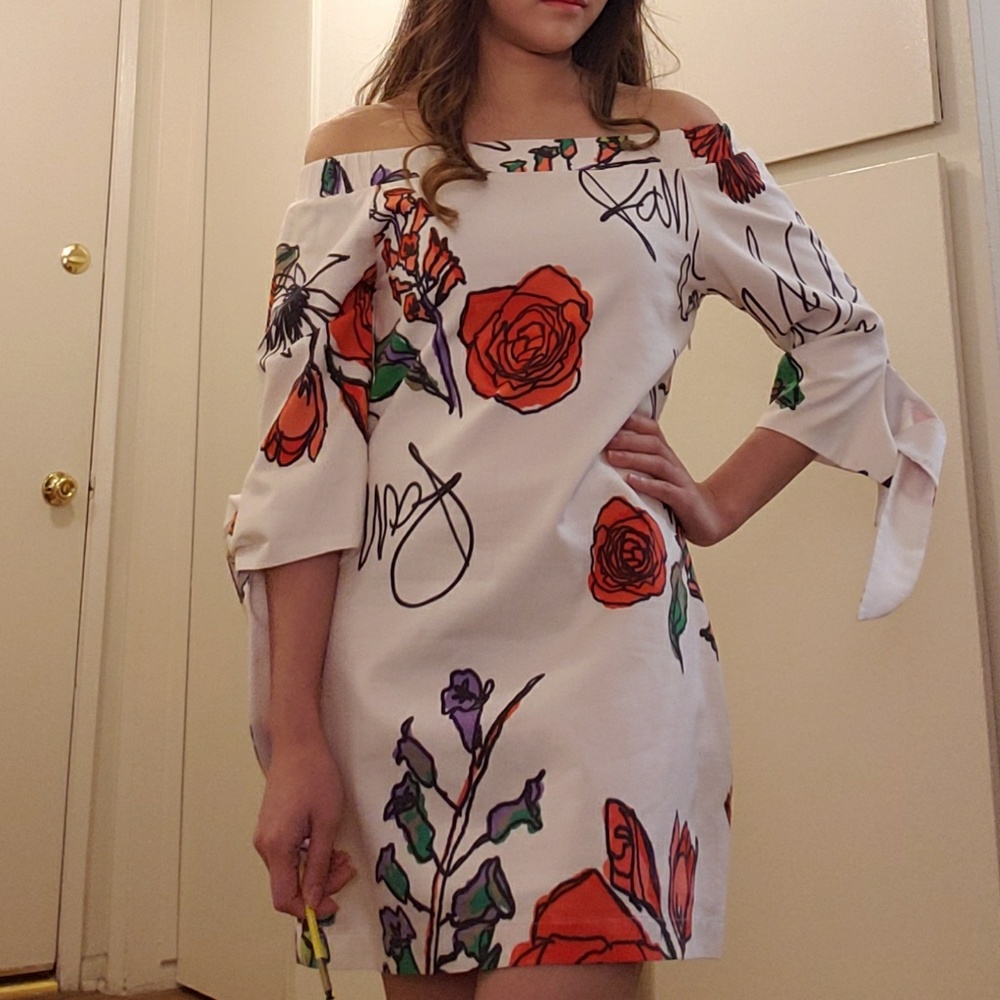 Danita off shoulder flower tose cute dress outfit